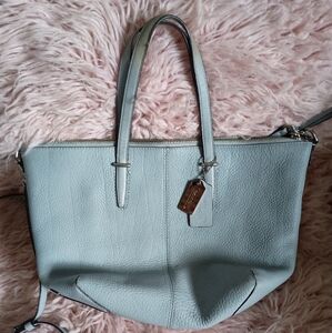 Coach Light Gray Leather Tote Bag